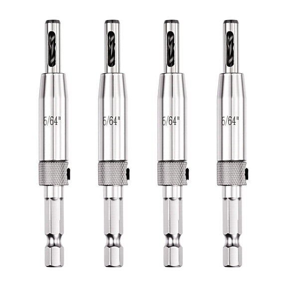 Uxcell 5/64" Self Centering Drill Bit Set 1/4" Hex Shank Self Centering Hinge Tapper Core Drill Bit Hinge Hole Punch Tool for Woodworking Window Door, Silver