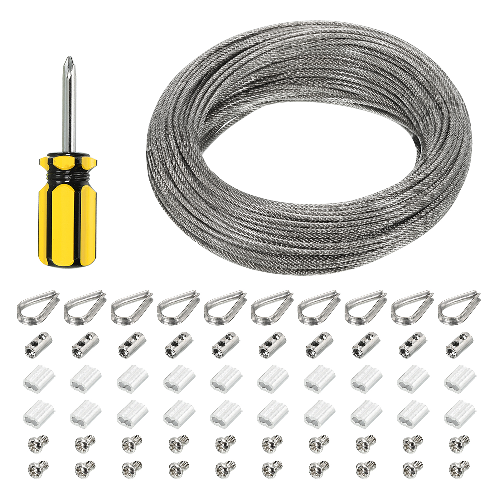 Uxcell 5/64" Wire Rope Kit, PVC Coated Stainless Steel Cable, 98ft