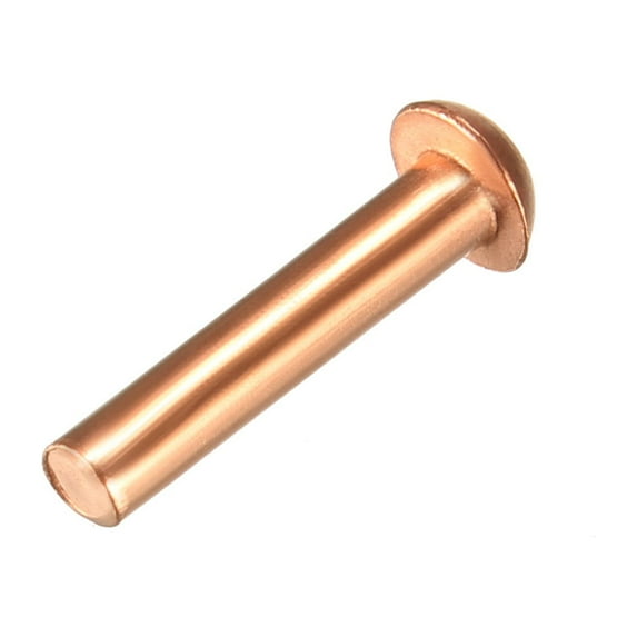 Uxcell 5/64'' x 25/64'' Round Head Solid Rivets Fasteners Copper 100 Pcs