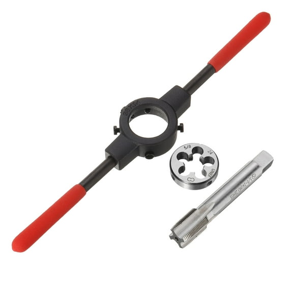 Uxcell 5/8-11 UNC Tap and Die Set 1.5" Die Stock Wrench with Plastic Handle 3 Pack