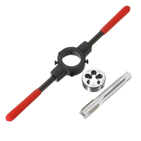 Uxcell 5/8-18 UNF Tap and Die Set 1.5" Die Stock Wrench with Plastic Handle 3 Pack