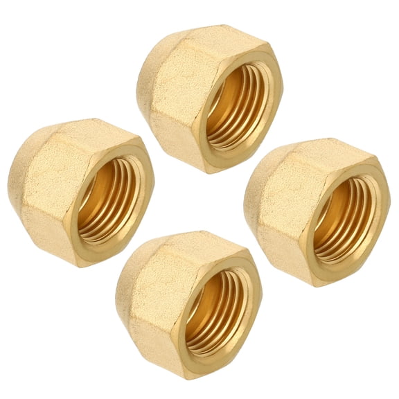 Uxcell 5/8-18UNF Brass Compression Cap Fitting, 4 Pcs External Stop Valve Cap 45 Degree Flare Tube Fitting Sealing Plug
