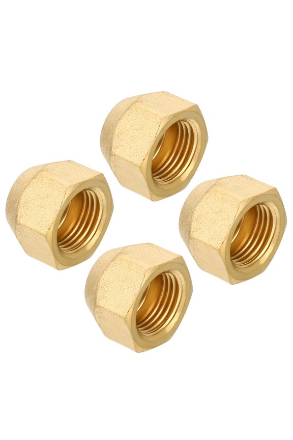 5/8-18UNF Brass Compression Cap Fitting, 4 Pcs External Stop Valve Cap 45 Degree Flare Tube Fitting Sealing Plug
