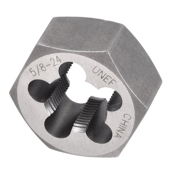 Uxcell 5/8"-24 Right Hand Hex Rethreading Die Alloy Steel NonAdjustable External Thread Hex Die, Repair Tool for Aluminum Brass Mild Steel, Fits Standard Die Stocks, Clear Mark