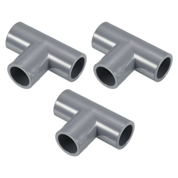 Uxcell 3 Way Tee Pipe Fittings Pack Joint Coupling Pipe Adapter for Irrigation Pools Factory Gray 5/8" 3 Pcs