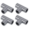 thumbnail image 1 of Uxcell 3 Way Tee Pipe Fittings Pack Joint Coupling Pipe Adapter for Irrigation Pools Factory Gray 5/8" 4 Pcs, 1 of 5