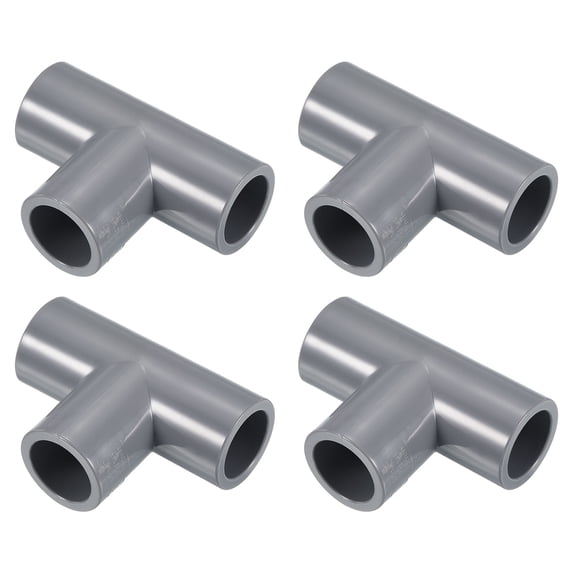 Uxcell 3 Way Tee Pipe Fittings Pack Joint Coupling Pipe Adapter for Irrigation Pools Factory Gray 5/8" 4 Pcs
