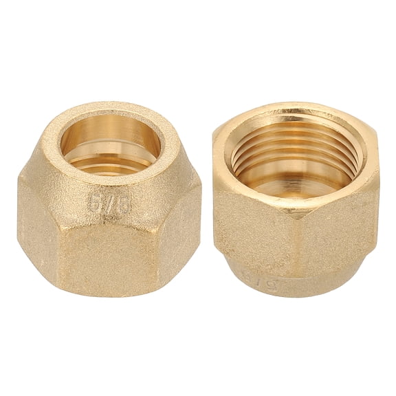 Uxcell 5/8" Brass Flare Nut, 2Pcs 45 Degree SAE Brass Pipe Fittings, Matte