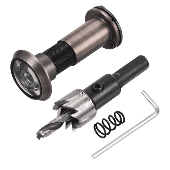 Uxcell 5/8" Door Viewer Peephole Zinc Alloy Privacy Cover 180-Degree Fits 1-3/4" to 2-15/16" Door with 16mm/0.62" Drill Bit Red Bronze