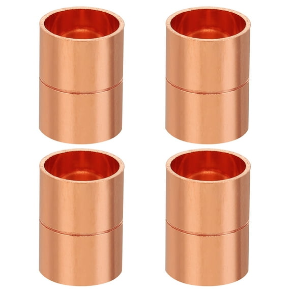 Uxcell 5/8" ID Copper Coupling Fittings, 4 Pcs Rolled Tube Stop Straight Pipe Fitting Welding Joint for HVAC