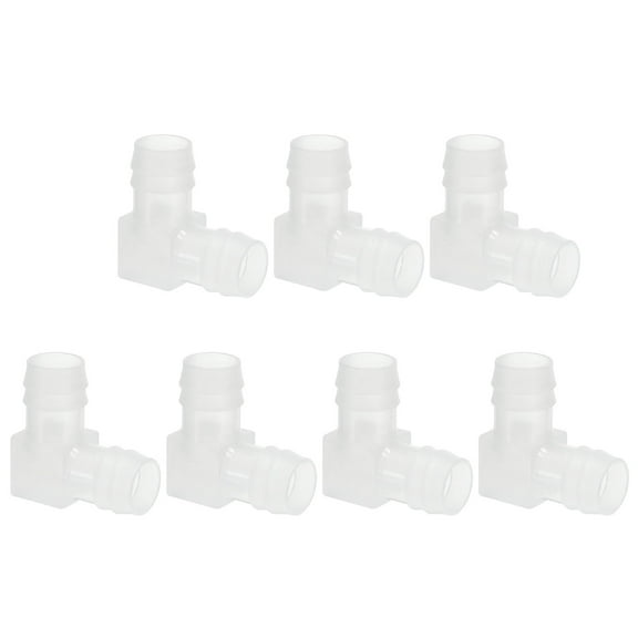 Uxcell 5/8" Plastic Hose Barb 90 Degree Elbow 7 Pack Barb Fittings 2 Way Equal Barbed Joint Splicer Mender Adapter Union Adapter