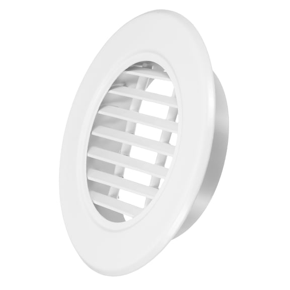 Uxcell 5.8" Round Air Vent, 17 Degrees Louver Grille Cover Aluminum Alloy Soffit Vent HVAC Ventilation for Ceiling Wall Roofing Bathroom Kitchen Garage Duct Shed Garage, White