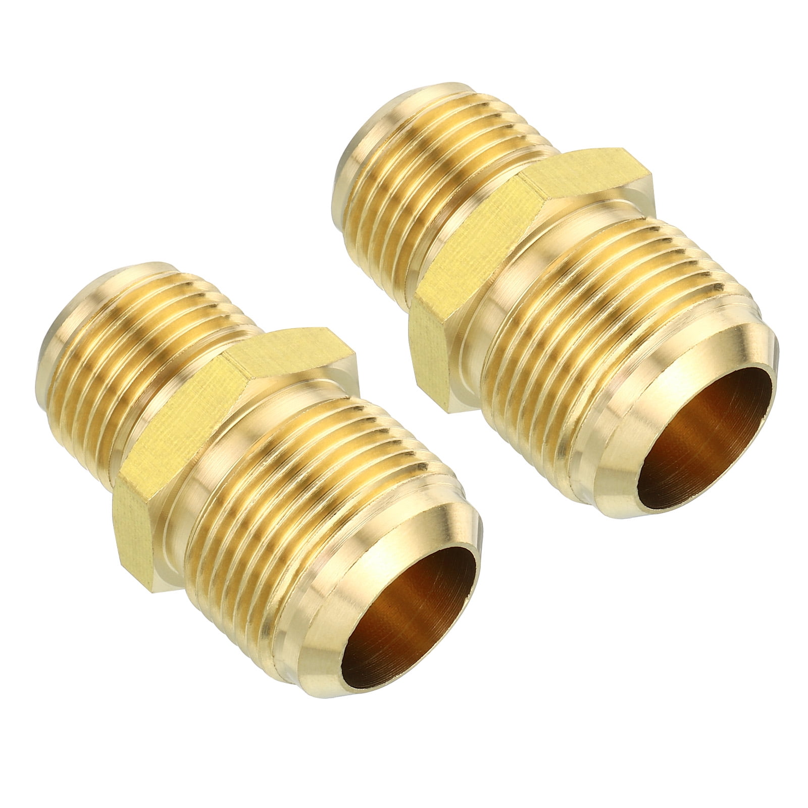 Uxcell 5/8 SAE Male x 3/4 SAE Male Brass Flare Union Connector, 2 Pcs Gas  Adapter Brass Tube Coupler Pipe Fitting