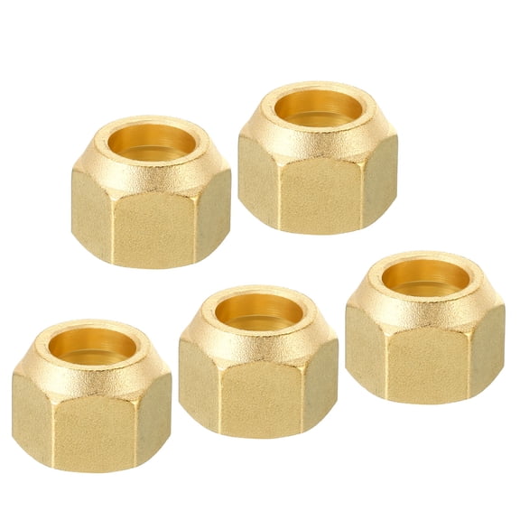 Uxcell 5/8 SAE Thread Brass Flare Cap 45 Degree Flared Tube Fitting Nut Hydraulic Pipe Fitting Matte 5 Pack
