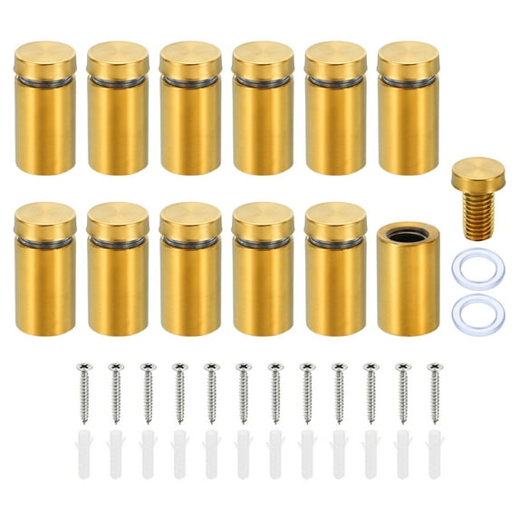 Uxcell 5/8 x 1.2 Inch Sign Standoff Screws, 12 Set Stainless Steel Wall Standoff, Gold