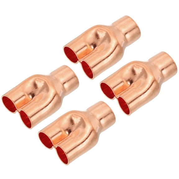 Uxcell 5/8" x 1/2" x 1/2" ID Tee Y Type Copper Fitting, 4 Pcs Welding Joint Split Union or HVAC Air Conditioning