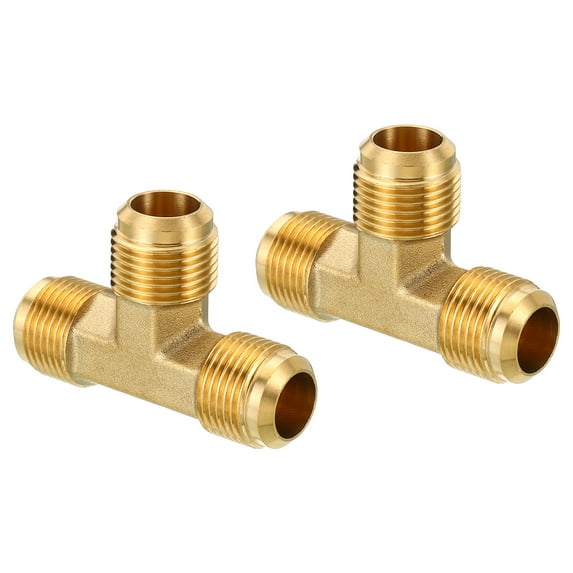 Uxcell 5/8" x 5/8" x 5/8" Brass Pipe Fitting Flare Tee Tube Fitting Pipe Adapter Connector 2 Pack