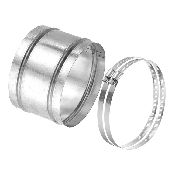 Uxcell 5.9" Duct Connector, 1 Set Galvanized Iron Duct Coupling Vent Coupler Dryer Pipe Coupling Hose Extension Connector with Duct Clamps for HVAC Exhaust Fan Vent Systems, 4" Long