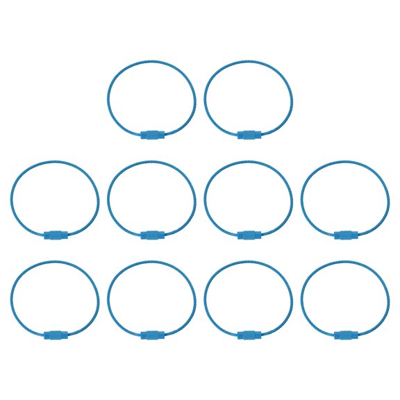 Uxcell 5.9 Inch Stainless Steel Wire Keychain Cable Key Ring Loop, Light Blue, 10 Pack