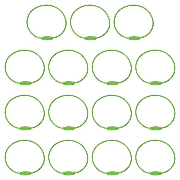 Uxcell 5.9 Inch Stainless Steel Wire Keychain Cable Key Ring Loop, Light Green, 15 Pack