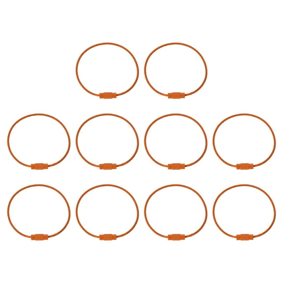 Uxcell 5.9 Inch Stainless Steel Wire Keychain Cable Key Ring Loop, Light Orange, 10 Pack