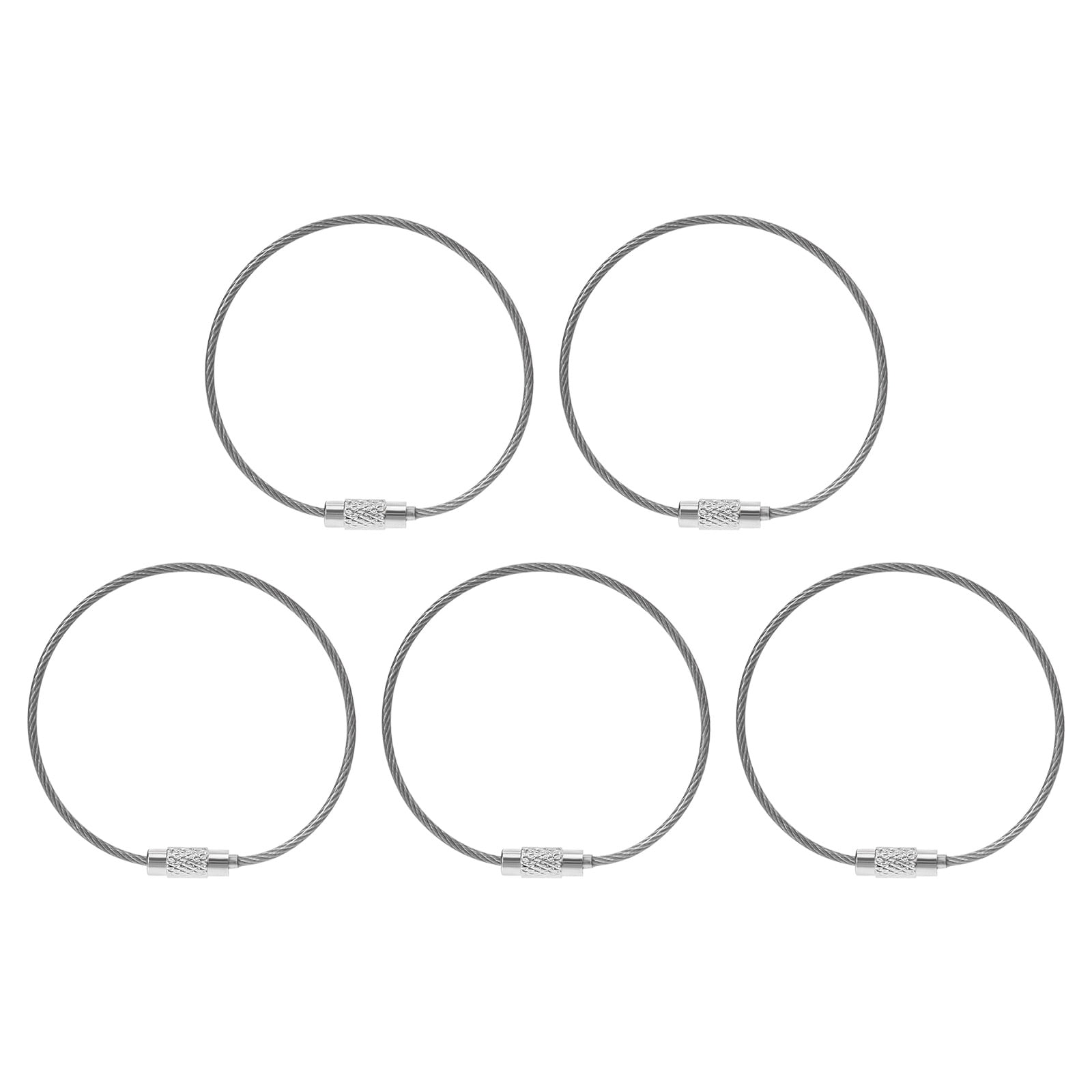 Uxcell 5.9 Inch Stainless Steel Wire Keychain Cable Key Ring Loop ...