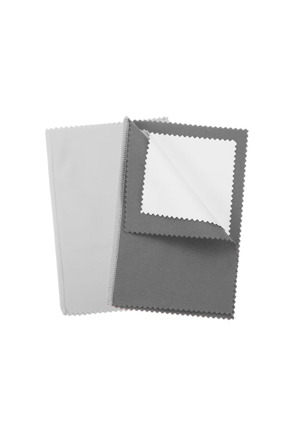 5.9"x7.9" Jewelry Cleaning Cloth, 2 Pack Double-Sided Fleece Polishing Cloth for Gold, Silver and Jewelry, Light Gray/Dark Gray