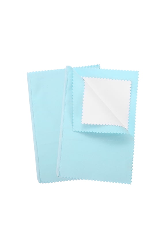 5.9"x7.9" Jewelry Cleaning Cloth, 2 Pack Double-Sided Fleece Polishing Cloth for Gold, Silver and Jewelry, Sea Blue