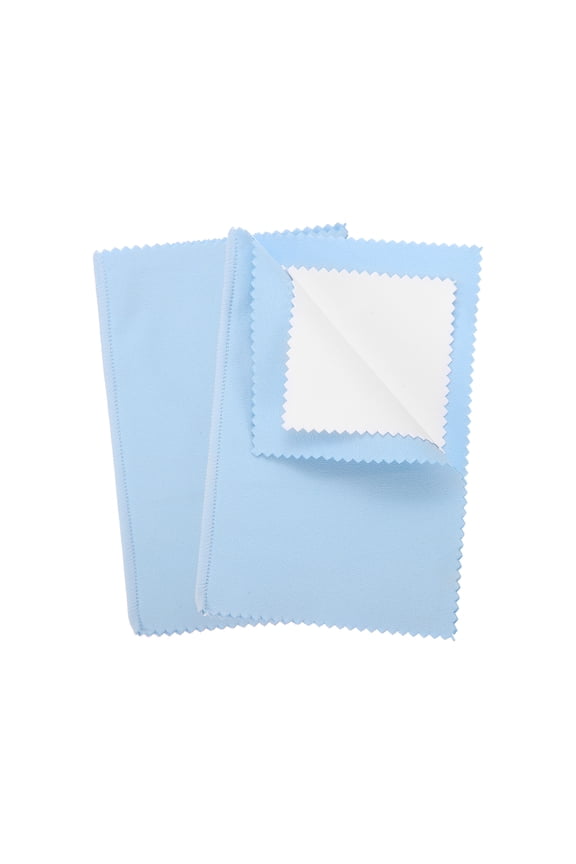 5.9"x7.9" Jewelry Cleaning Cloth, 2 Pack Double-Sided Fleece Polishing Cloth for Gold, Silver and Jewelry, Sky Blue