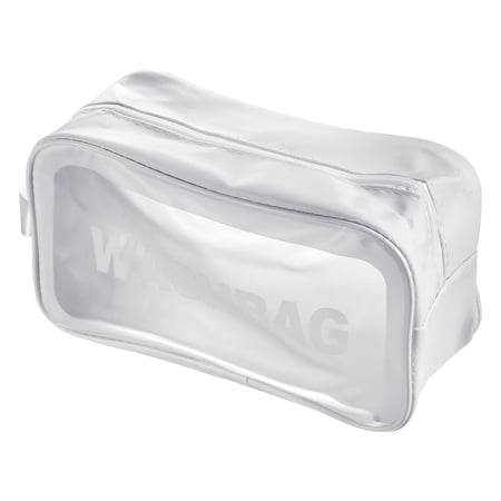 Uxcell 5.9"x9.8"x3.7" PVC Clear Toiletry Bag Makeup Bags with Zipper Handle White