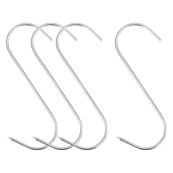 Uxcell 5.91" Meat Hooks, 0.12" Thick Stainless Steel S-Hook, Meat Processing Hanging 4Pack