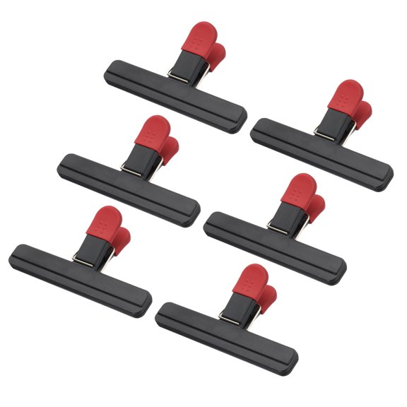Uxcell 5.91 x 3.35 Inch Chip Clips, 6Pcs Large Plastic Bag Clips, Black