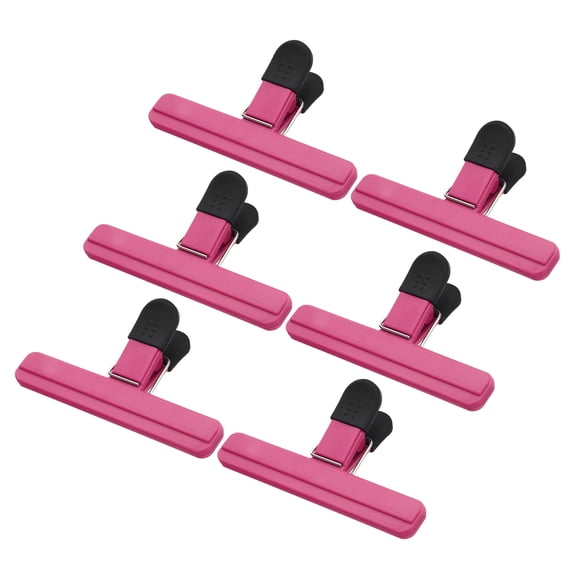 Uxcell 5.91 x 3.35 Inch Chip Clips, 6Pcs Large Plastic Bag Clips, Rose Red