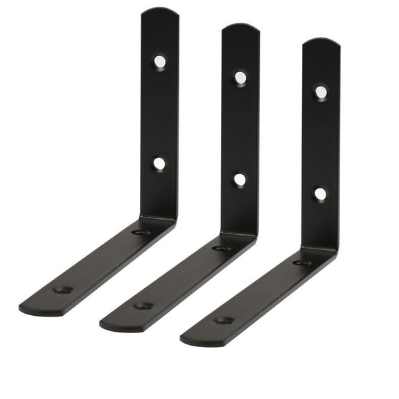 Uxcell 5.91''x4.33'' Angle Bracket Stainless Steel Black L Shaped Angle Brackets Corner Braces with Screws, 3pcs