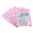 thumbnail image 1 of Uxcell 5.9x4.1" Holographic Bags, 100 Pack Aluminized Plastic Resealable Storage Bags for Small Things, Pink, 1 of 5