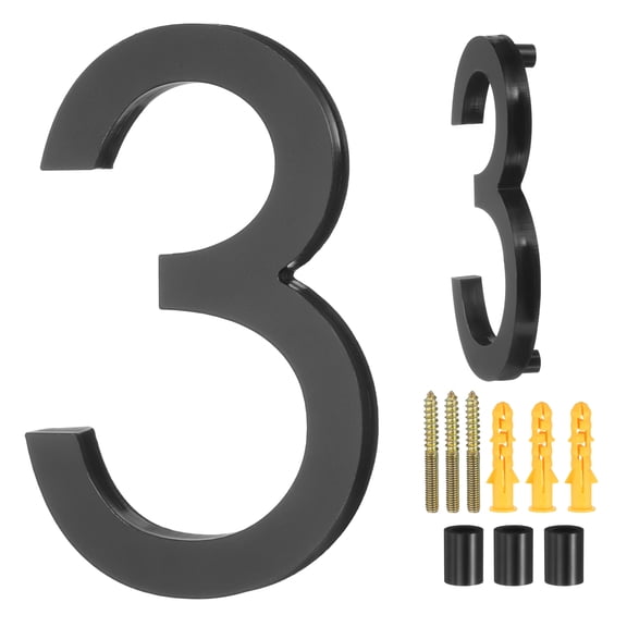 Uxcell 5" Acrylic Modern Floating House Numbers for Outside Address(Number 3, Black)