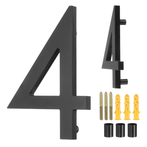 Uxcell 5" Acrylic Modern Floating House Numbers for Outside Address(Number 4, Black)