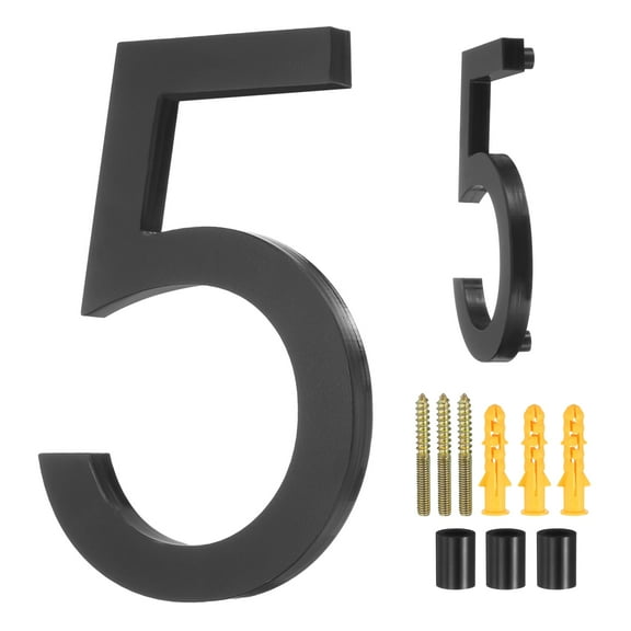 Uxcell 5" Acrylic Modern Floating House Numbers for Outside Address(Number 5, Black)