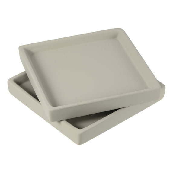 Uxcell 5" Ceramic Square Planter Saucer Flower Pot Drip Tray Coaster, Gray 2 Pack