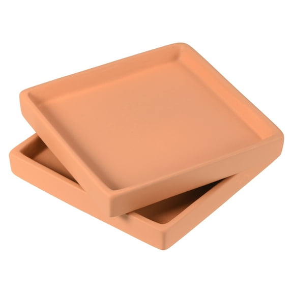Uxcell 5" Ceramic Square Planter Saucer Flower Pot Drip Tray Coaster, Orange 2 Pack