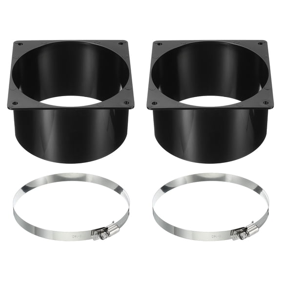 Uxcell 5" Duct Connector Flange 2 Pcs Dryer Vent Wall Plate Square to Round with Clamp for Air Cooling Ventilation Black