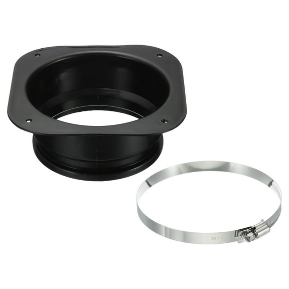 Uxcell 5" Duct Connector Flange Dryer Vent Wall Plate Square to Round with Clamp for Air Cooling Ventilation Black