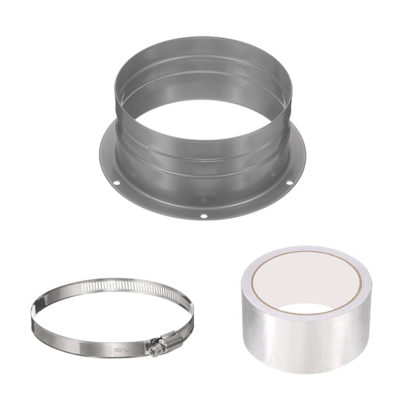 Uxcell 5" Duct Connector Flange, Metal Straight Pipe Flange with Clamp, Silver