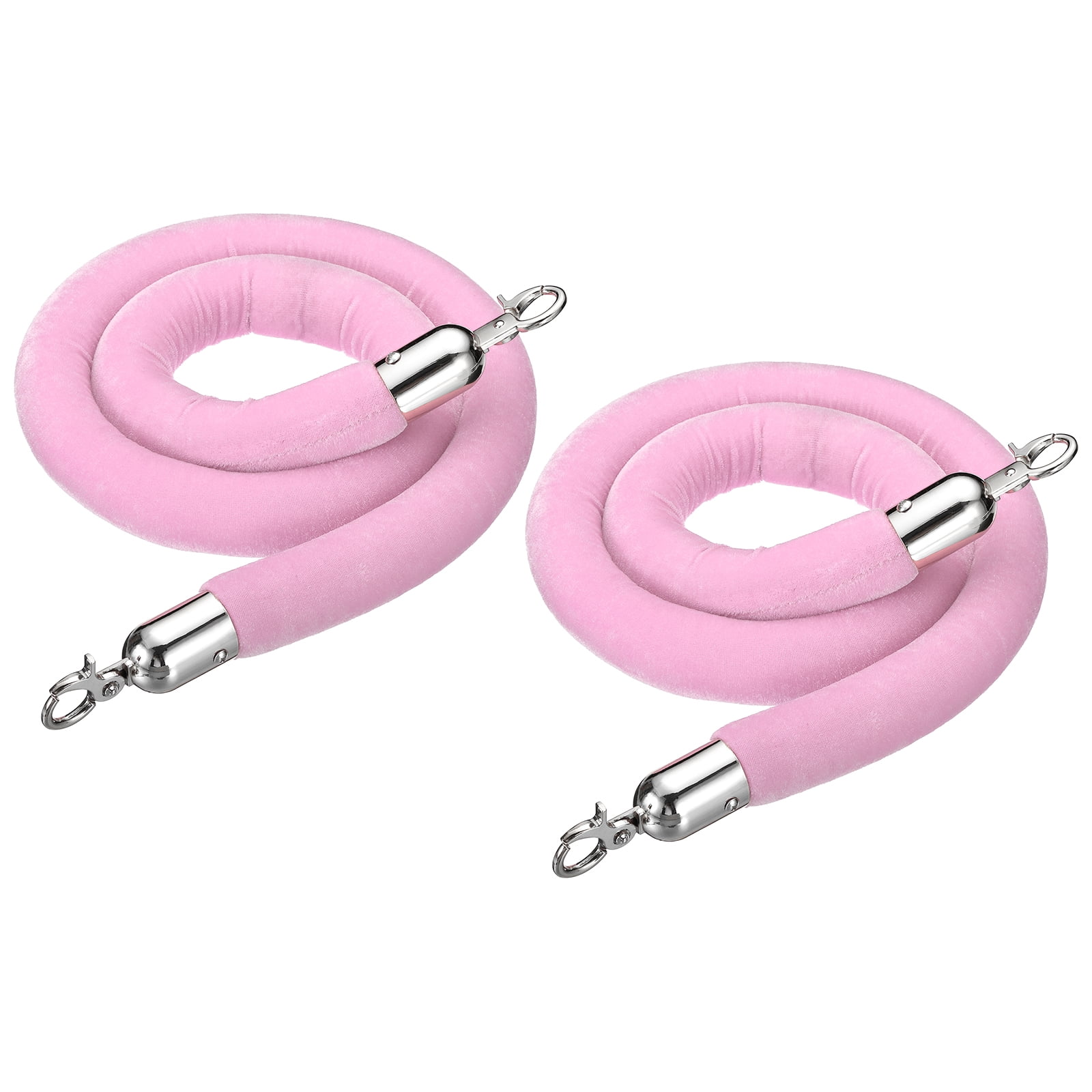 Uxcell 5 Feet Pink Velvet Stanchion Rope, 2 Pack Crowd Control Barrier ...