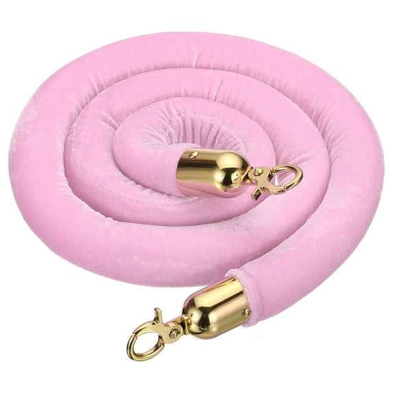 Uxcell 5 Feet Pink Velvet Stanchion Rope, Crowd Control Barrier Rope with Snap Hook, Golden