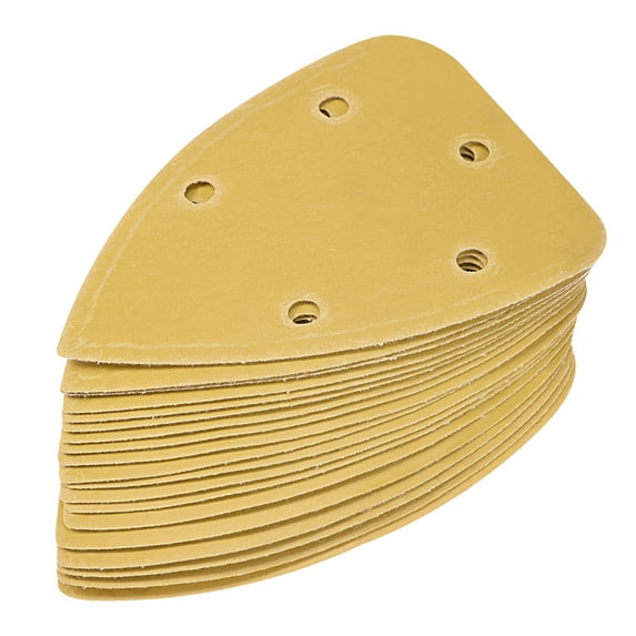 Uxcell 5 Holes 5.5-in P800 Aluminum Oxide Extra Fine Abrasive Triangle Sandpaper Flocking Backed 20 Pack