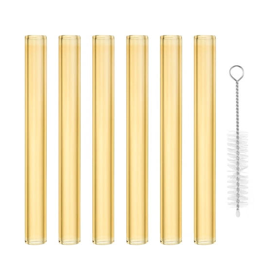 Uxcell 5 inch Borosilicate Glass Tubes 6 Pcs 0.47'' OD 0.08'' Thick Glass Blowing Tubes Straight Pipe Yellow