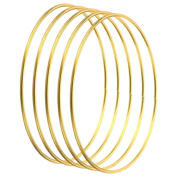 Uxcell 5 Inch Dream Catcher Rings, 5 Pcs Metal Macrame Wreath Floral Round Ring Hoop, Gold