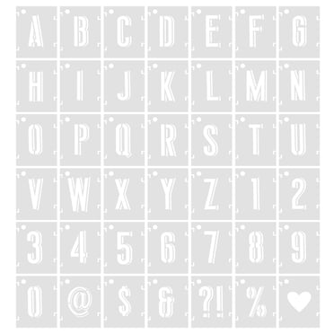 PATIKIL 1 Inch Letter Number Stencils, 42 Pack 1.5″ Width Reusable Plastic Alphabet Numbers Symbol Templates Set With Ring For Painting White