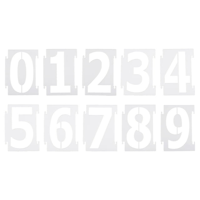 Uxcell 5 inch Number Stencils Reusable Plastic Numbers Templates Set 0-9 Drawing, White 10 Pack